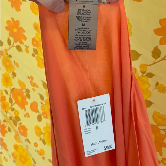 NWT C&T Beach Coral and Yellow Tassel Cover Up - Picture 6 of 8